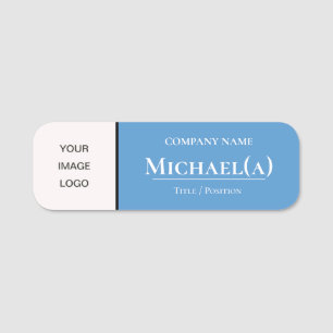 Elegant Unique Sky Light Blue & White Company LOGO Naamplaatje