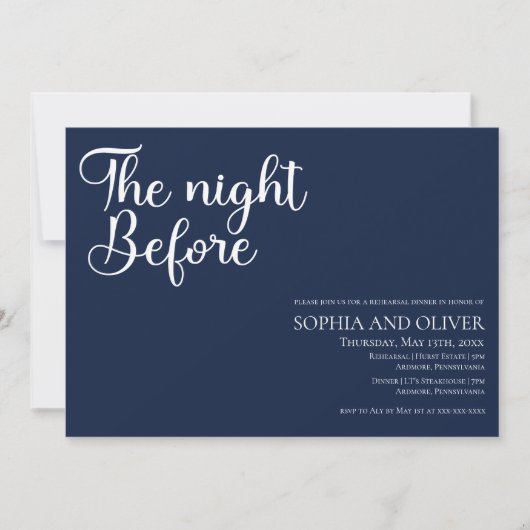 Elegant Unique Typography Rehearsal Dinner Kaart (Voorkant)