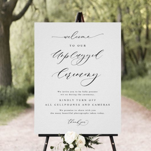 Elegant Unplugged Ceremony Vertical Wedding Sign Poster