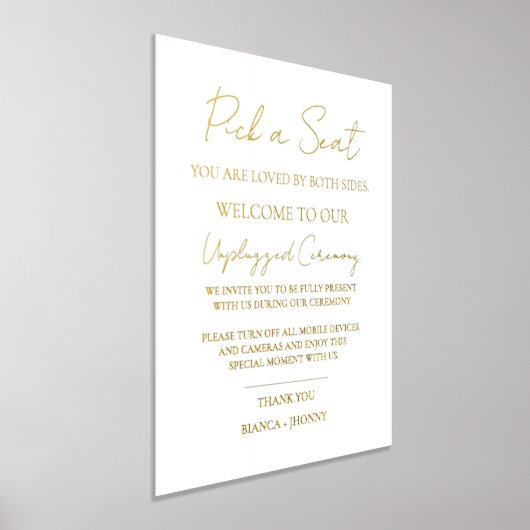 Elegant Unplugged Ceremony Weddenschap Welkomsttek Folie Afdrukken (Laagn)