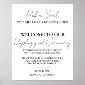 Elegant Unplugged Ceremony Weddenschap Welkomsttek Poster (Voorkant)