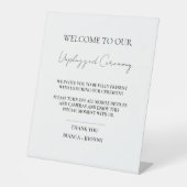 Elegant Unplugged Ceremony Weddenschap Welkomsttek Reclamebord Met Voetstuk (Voorkant)