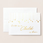 Elegant Unto ons Een kind is gouden kerst geboren Folie Kaarten (Voorkant met envelop)