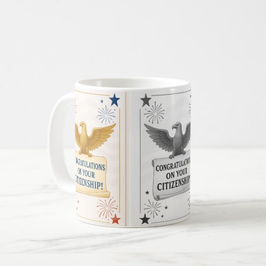 Élégant US Citoyenneté Félicitations mugs (Devant gauche)
