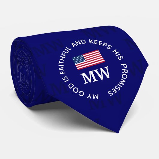Élégant USA AMERICAN Blue Monogram Cravate (Roulé)