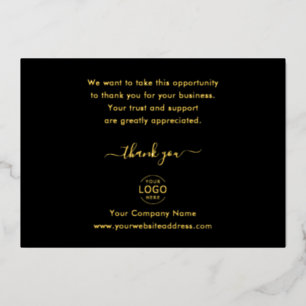 Elegant uw eigen Logo bedrijf Dank u Folie Feestdagenkaart