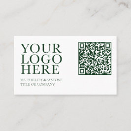Elegant Uw Logo Moderne Groene & Witte QR Code Visitekaartje