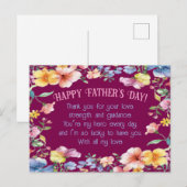 Elegant Vaderdag Briefkaart met bloemendecor (Voorkant / Achterkant)