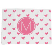 Elegant Valentijn roze wit piepklein hartpatroon Large Cadeauzakje (Voorkant)