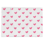 Elegant Valentijn roze wit piepklein hartpatroon Large Cadeauzakje (Achterkant)