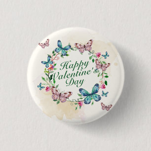 Elegant Valentijnsdag Floral Wreath Pin Button