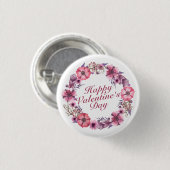 Elegant Valentijnsdag Floral Wreath Pin Button (Voorkant /achterkant)
