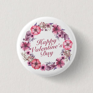 Elegant Valentijnsdag Floral Wreath Pin Button