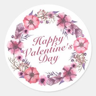 Elegant Valentijnsdag Floral Wreath Sticker
