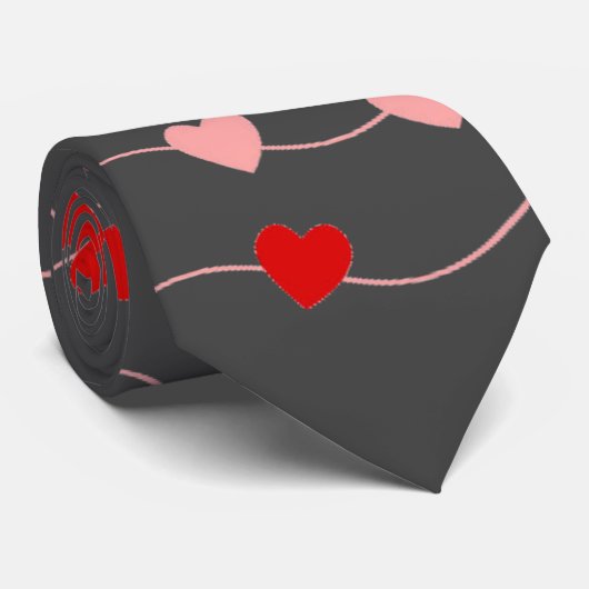 Elegant Valentijnsdag String of Hearts Mannen Stropdas (Opgerold)