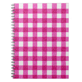 Elegant Valentine Pink Glitter Tartan on White Notitieboek