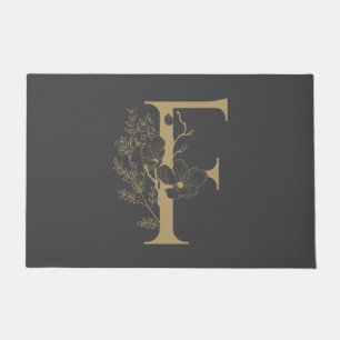 Elegant van Boho Floral Monogram Initiaal grijs go Deurmat