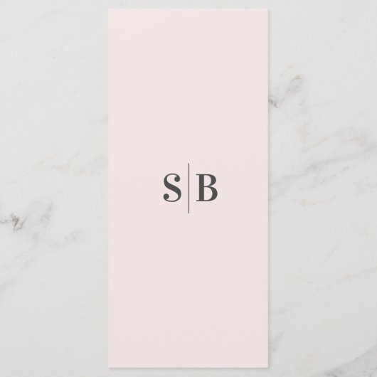 Elegant vaste kleur Blush Powder Pink Weddenschap Menu (Achterkant)