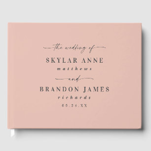 Elegant vaste kleur Stusty Blush Pink Weddenschap Gastenboek