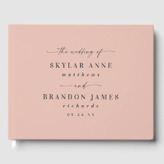Elegant vaste kleur Stusty Blush Pink Weddenschap Gastenboek