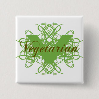 Elegant Vegetarian Vierkante Button 5,1 Cm