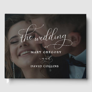 Elegant Vellum Black & White Overlay Photo Wedding Gastenboek