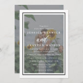 Elegant Vellum Black & White Overlay Photo Wedding Kaart (Voorkant / Achterkant)