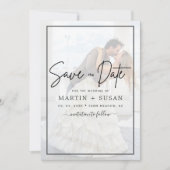 Elegant Vellum Black & White Overlay Photo Wedding Save The Date (Voorkant)