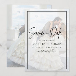 Elegant Vellum Black & White Overlay Photo Wedding Save The Date