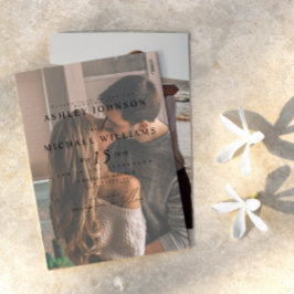 Elegant Vellum Overlay 2 Photo Wedding Kaart