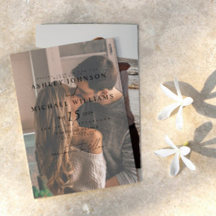 Elegant Vellum Overlay 2 Photo Wedding Kaart