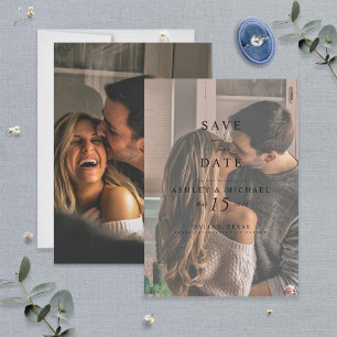 Elegant Vellum Overlay Waterverf 2 Fotohuwelijk Save The Date