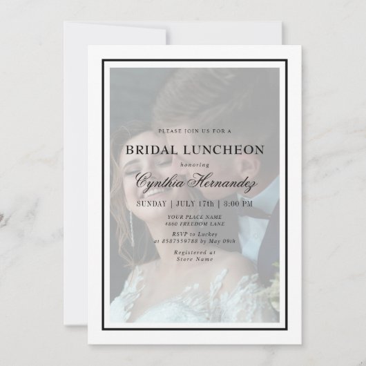 Elegant Vellum Typography Script Bridal Luncheon Kaart (Voorkant)