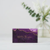 Elegant Velvet Paars Marble Agate Geode Visitekaartje (Staand voorkant)