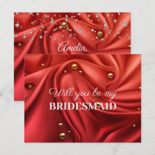Elegant Velvet Red Silk zal mijn Bridesmaid zijn Briefkaart