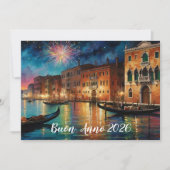 Elegant Venetië Vuurwerk Nieuwjaar Feestdagenkaart (Voorkant)