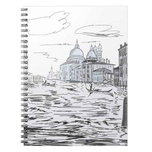 Elegant Venice Black en White Notitieboek (Voorkant)