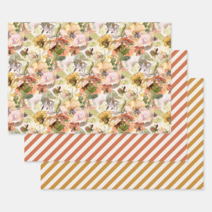 Elegant Verbrand Oranje Geel Herfst Bloem Inpakpapier Vel