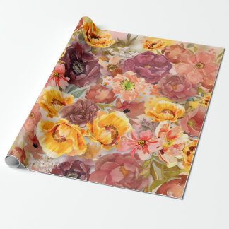 Elegant Verbrand Oranje Roest Waterverf Bloemig In Cadeaupapier