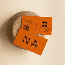 Elegant Verbrand Sinaasappel QR Code Monogram Logo