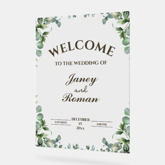 Elégant Verdure Eucalyptus Feuille Rustique Mariag (Angle)