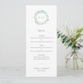 Elégant verdure Wreath Monogram Menu Mariage (Debout devant)