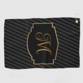 Elegant, verfijnd gestreept monogram golfhanddoek (Horizontaal)
