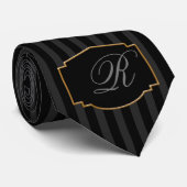 Elegant, verfijnd gestreept monogram stropdas (Opgerold)