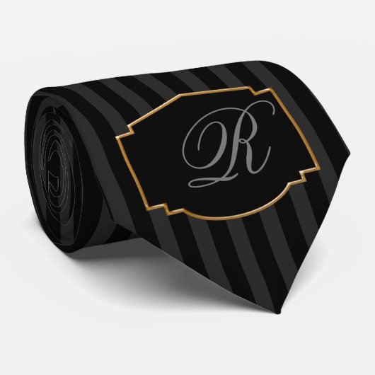 Elegant, verfijnd gestreept monogram stropdas (Opgerold)