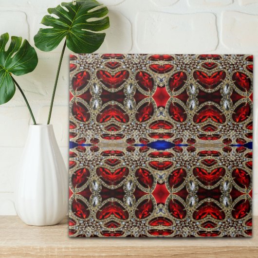 elegant verfijnd goud ruby red burgundy tegeltje