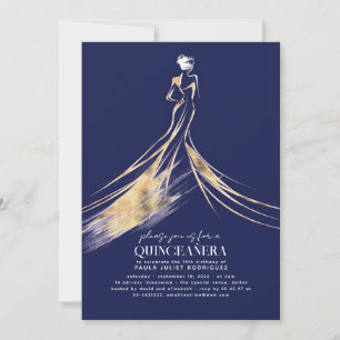 Elegant verfijnd marineblauw QUINCEAÑERA Kaart