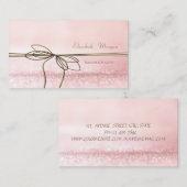 Elegant verfijnd, modern, roze glittery, Bow Visitekaartje (Voorkant / Achterkant)