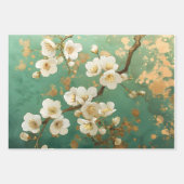 Elegant verguld wit bloesem inpakpapier (Voorkant 3)