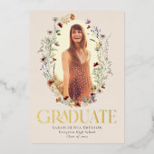 Élégant Véritable Fonte d'or Faire-part Gradué (Recto)